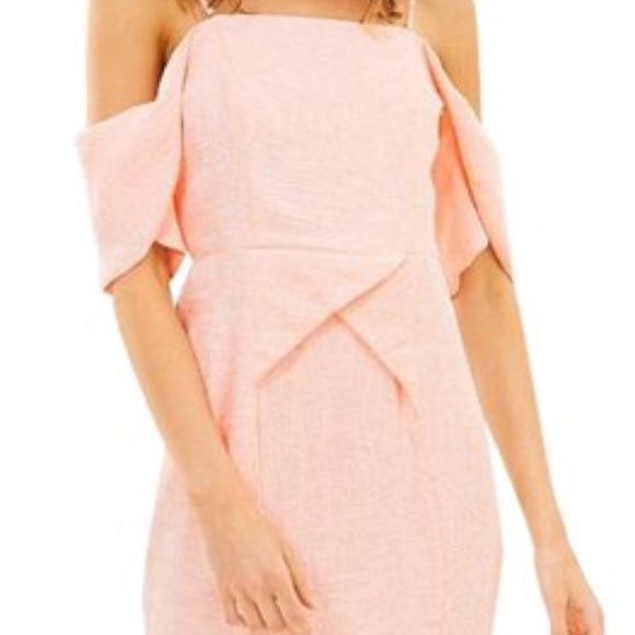 Elliatt Acacia Soft Peach Off Shoulder Midi Dress Small NWT - Picture 3 of 13